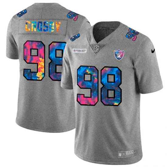 Las Vegas Raiders 98 Maxx Crosby Men Nike Multi Color 2020 NFL Crucial Catch NFL Jersey Greyheather